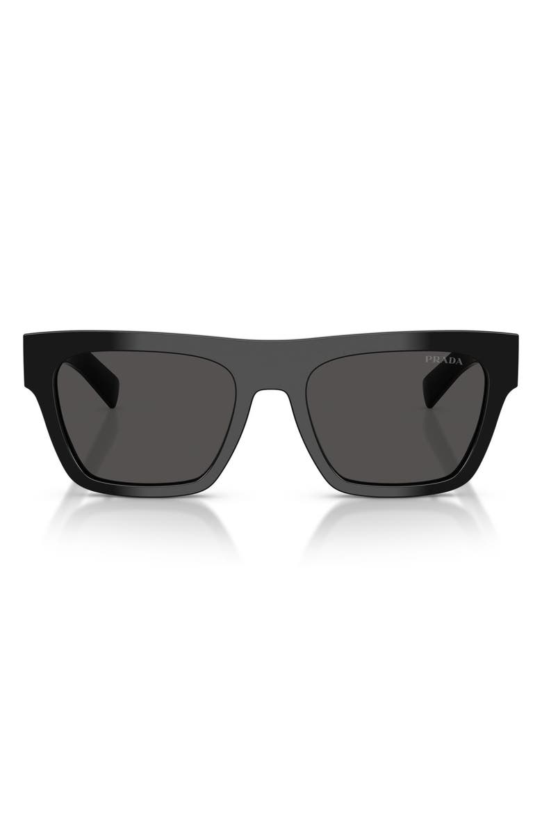 Prada 54mm Rectangular Sunglasses, Main, color, Black / Dark Grey