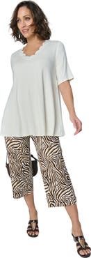 Jessica London Everyday Stretch Knit Wide Leg Crop Pant