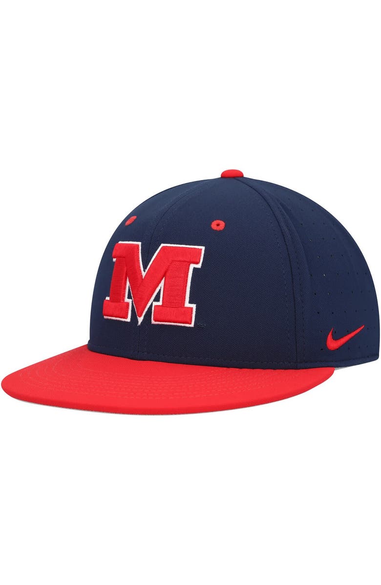 Nike Men's Nike Navy Ole Miss Rebels Aero True Baseball Performance Fitted Hat, Main, color, 