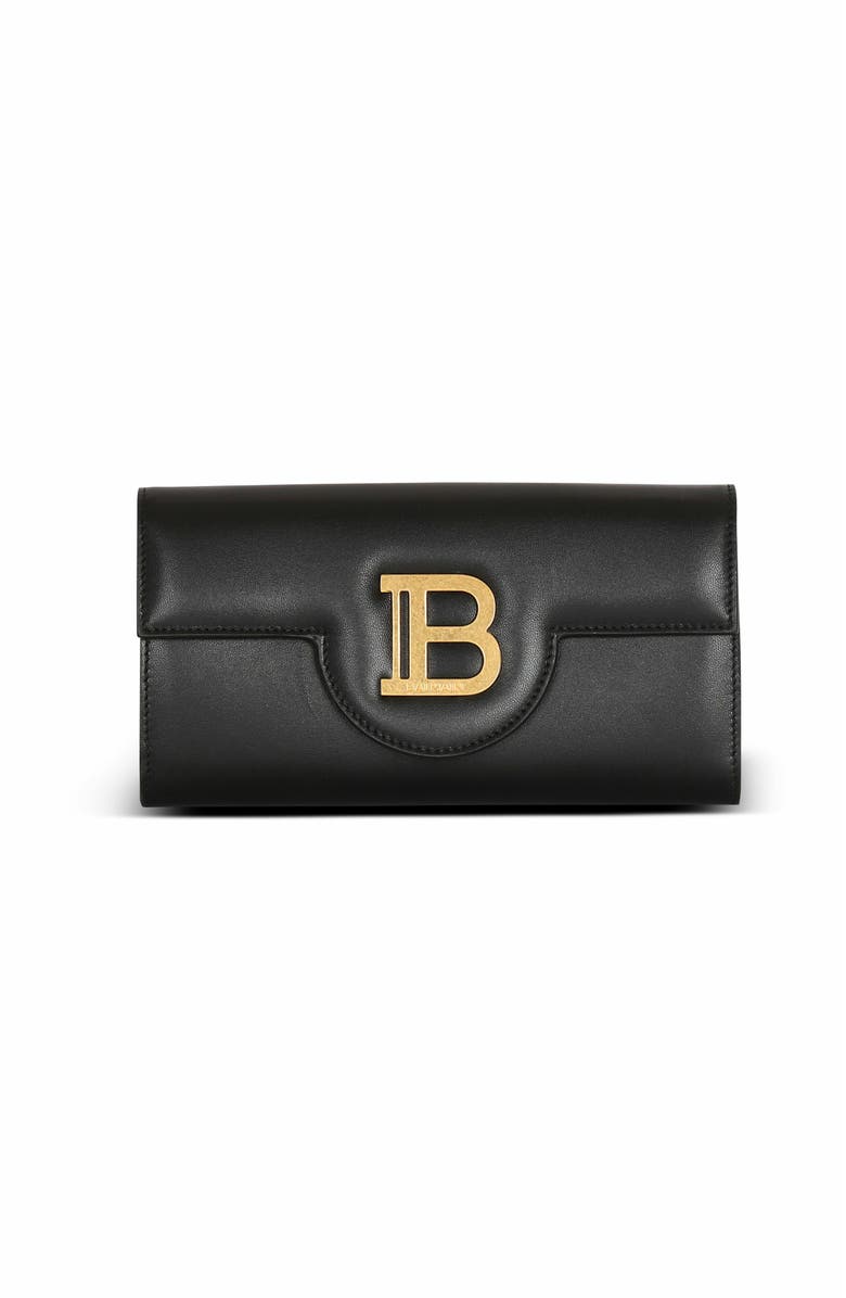 Balmain B-Buzz Leather Wallet, Main, color, Black