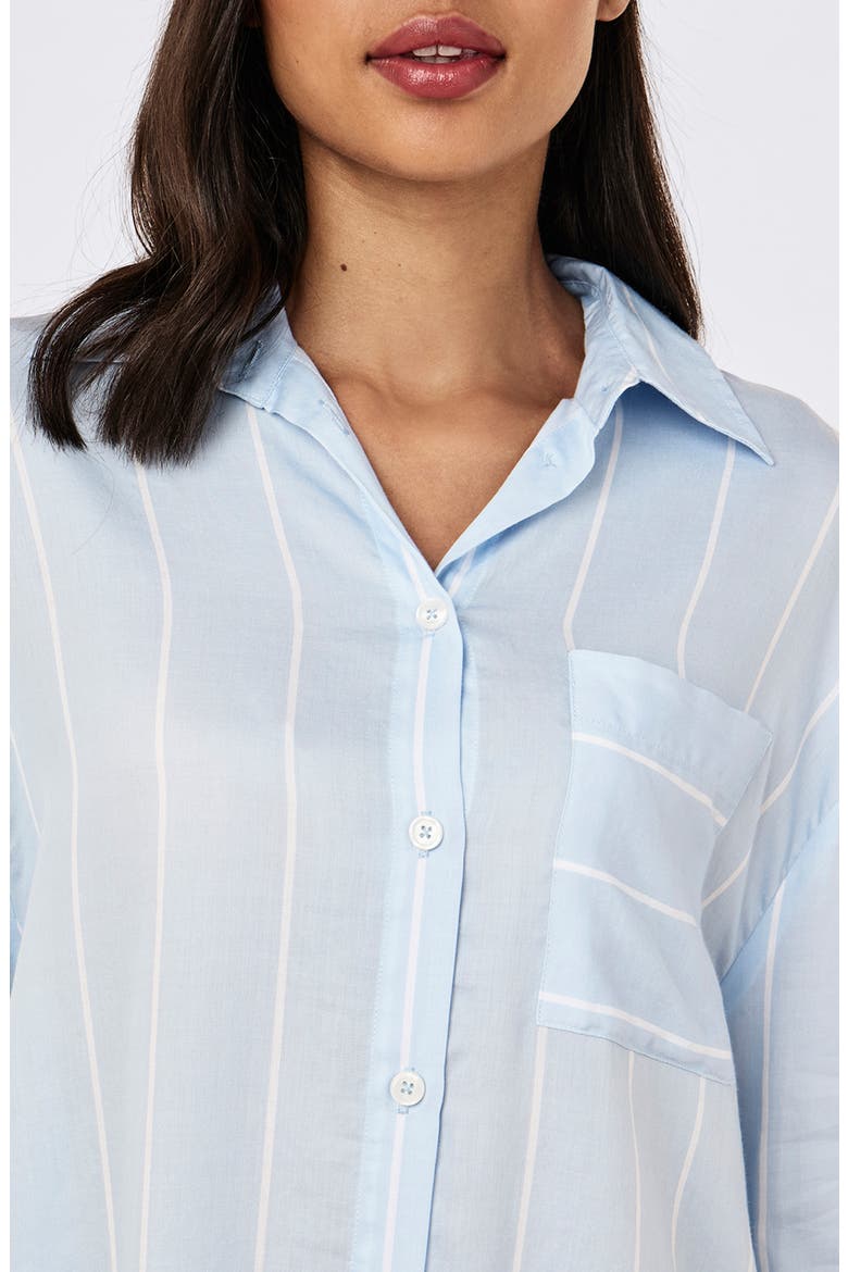 Striped Cotton Sateen Pajamas, Alternate, color, CLEAR SKY WHITE STRIPE