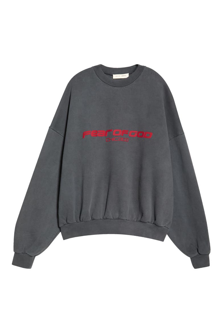 Logo Graphic Relaxed Fit Crop Sweatshirt, Alternate, color, IRON GREY