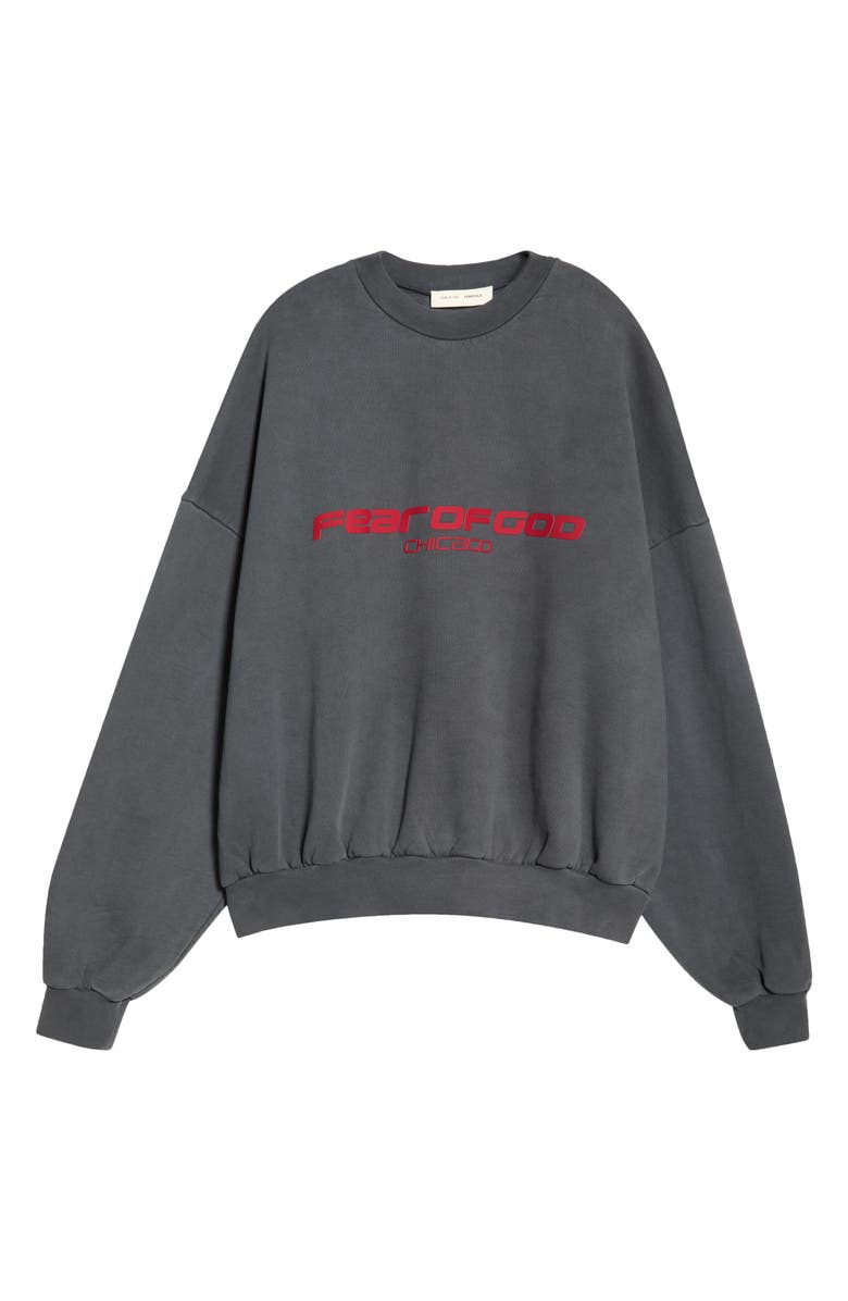 Fear of God Essentials Logo Graphic Relaxed Fit Crop Sweatshirt, Main, color, Iron Grey