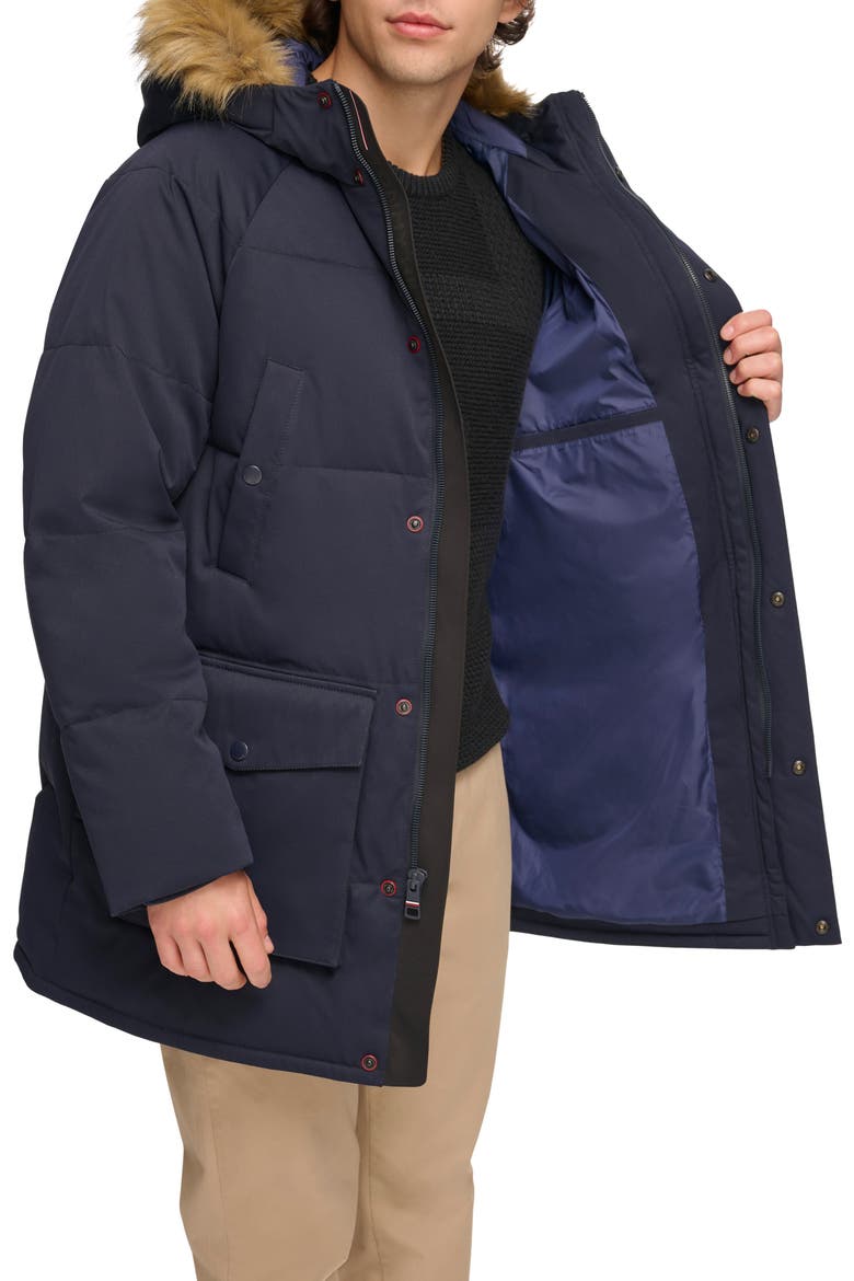 Faux Fur Trim Insulated Parka, Alternate, color, NAVY