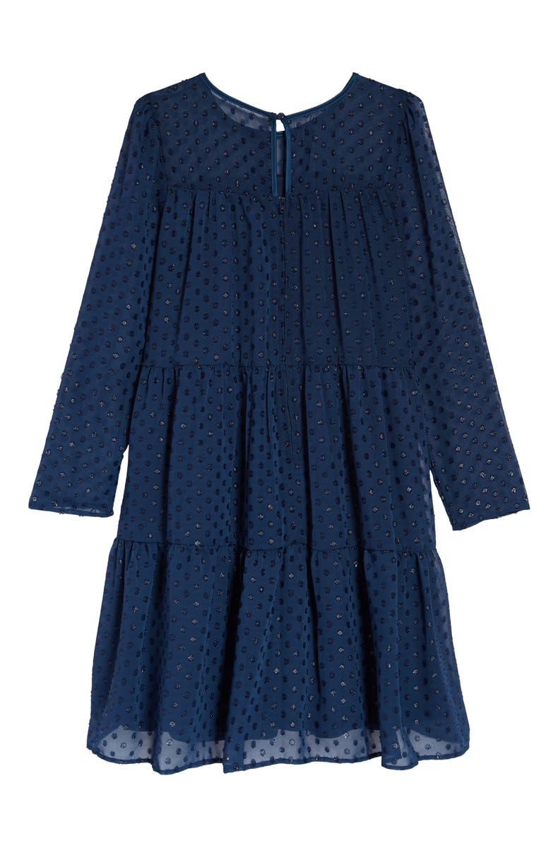 Us Angels Kids' Burnout Metallic Chiffon Long Sleeve Dress, Alternate, color,
