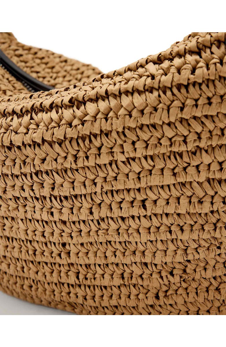 AllSaints Luna Woven Straw Shoulder Bag, Alternate, color, Biscuit Brown