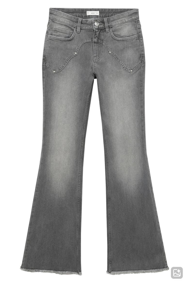 Low Rise Stud Flare Jeans, Alternate, color, DENIM GREY