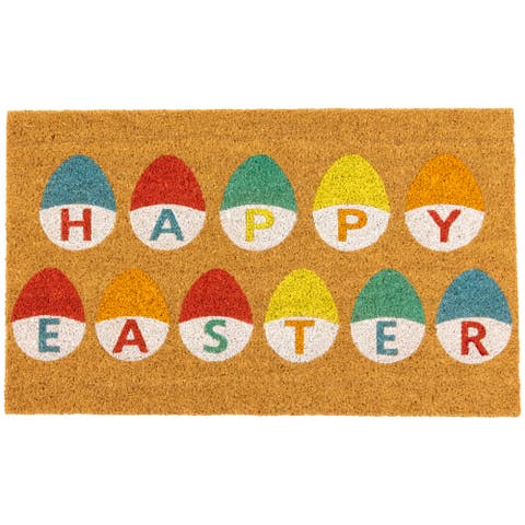 Natural Coir Happy Easter Egg Outdoor Doormat 18" x 30"