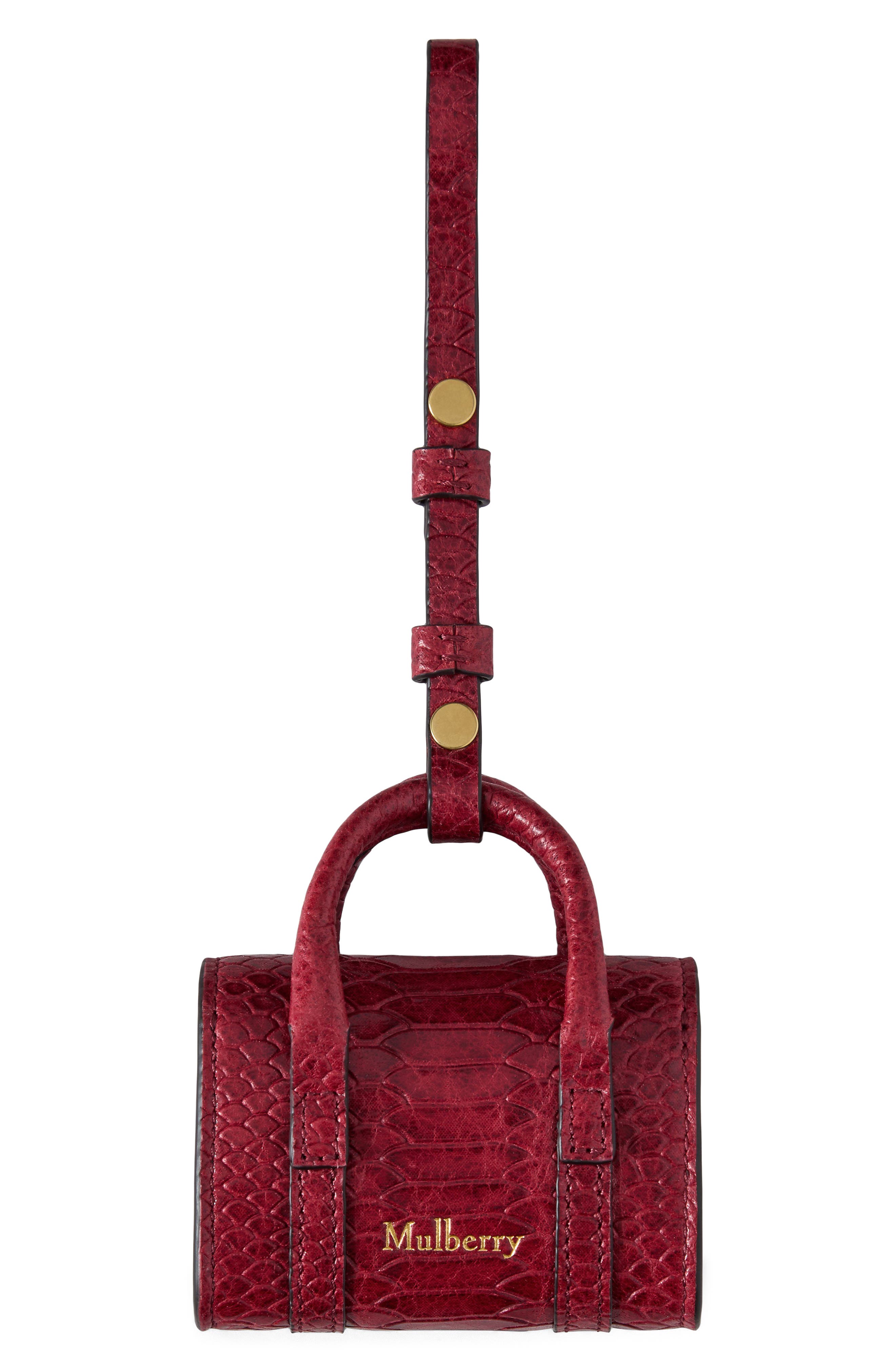 Mini Bayswater Snakeskin Embossed Leather Bag Charm, Alternate, color, APPLE RED