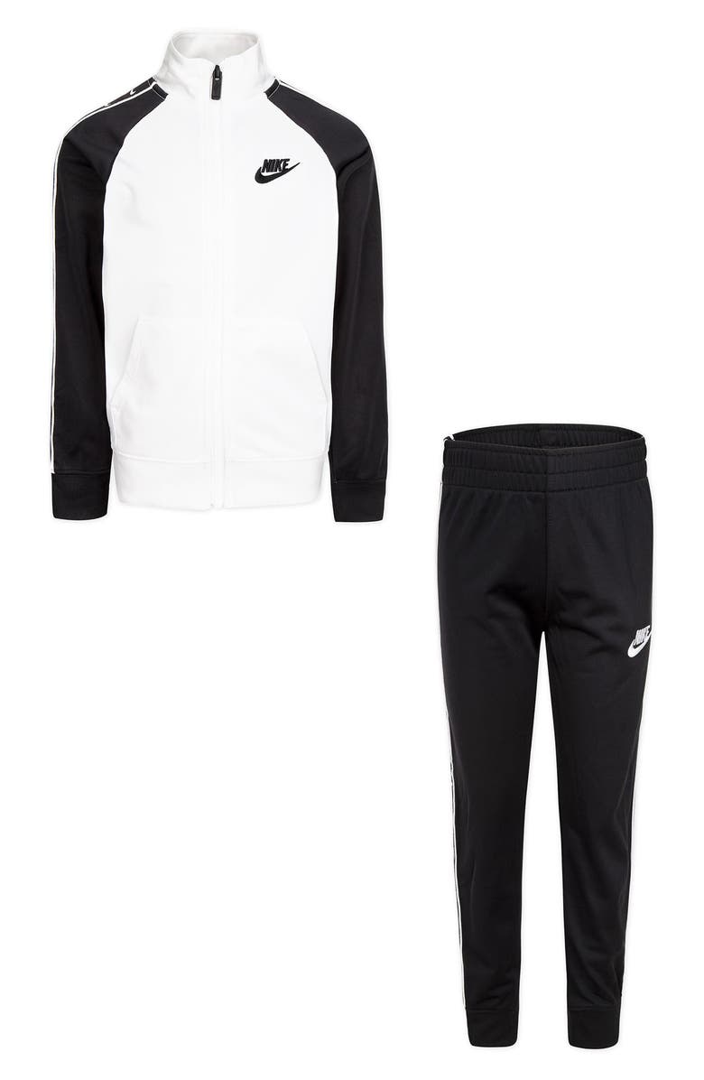 Nike Kids' Swoosh Tricot Track Jacket & Joggers Set, Main, color, Black/ White