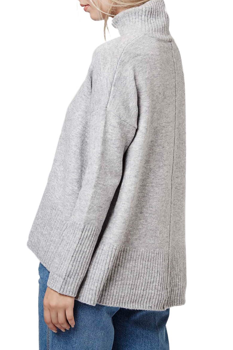 Oversize Funnel Neck Sweater, Alternate, color, LIGHT GREY
