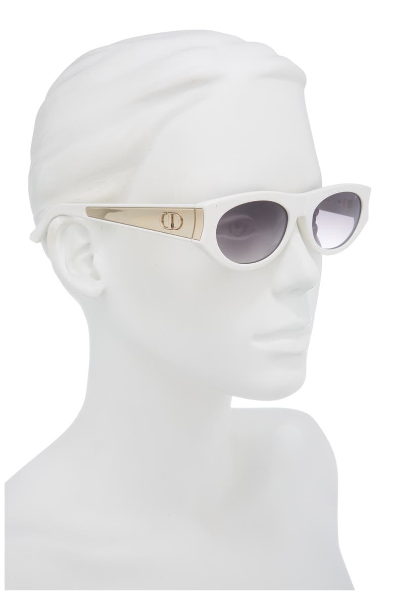 'DiorGlow B2I 53mm Oval Sunglasses, Alternate, color, IVORY / GRADIENT SMOKE