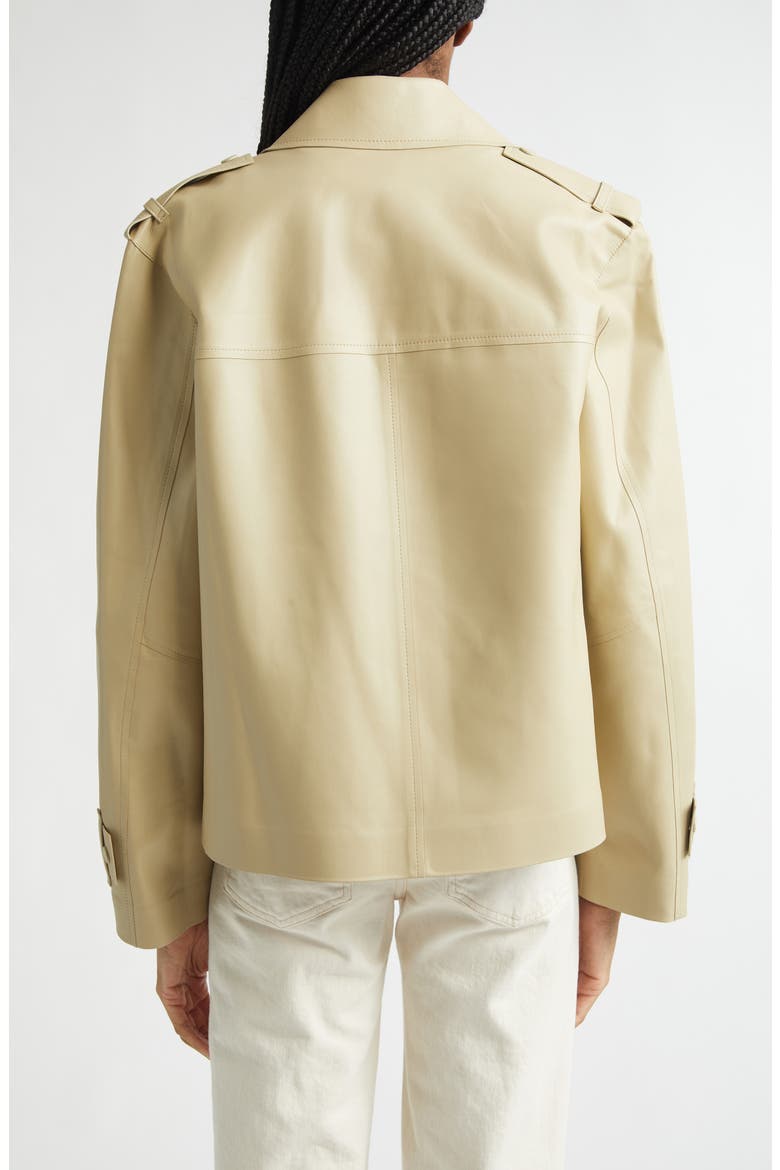 Heathcliff Crop Leather Trench Coat, Alternate, color, STONE KHAKI