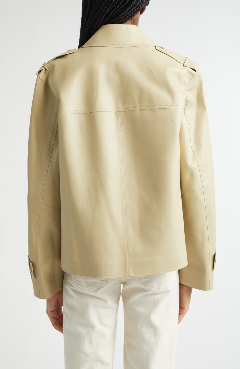 Veronica Beard Heathcliff Crop Leather Trench Coat, Alternate, color, Stone Khaki