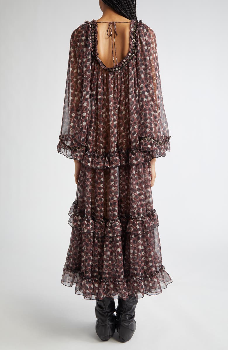 Siedrés Grandess Polka Dot Ruffle Long Sleeve Georgette Maxi Dress, Alternate, color, Black Multi