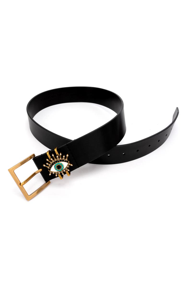 Kurt Geiger London Evil Eye Leather Belt, Alternate, color, 