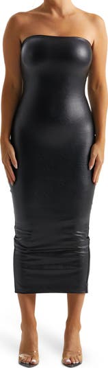 Naked Wardrobe Faux Leather Strapless Dress | Nordstrom