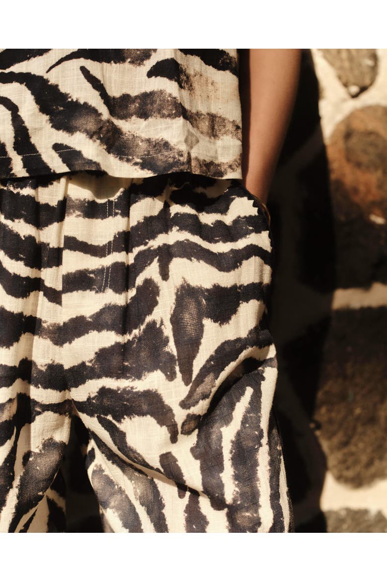 Mia Wide-Leg Linen Pant, Alternate, color, Painted Zebra