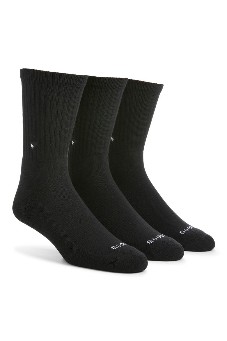3-Pack Crew Socks, Main, color, BLACK