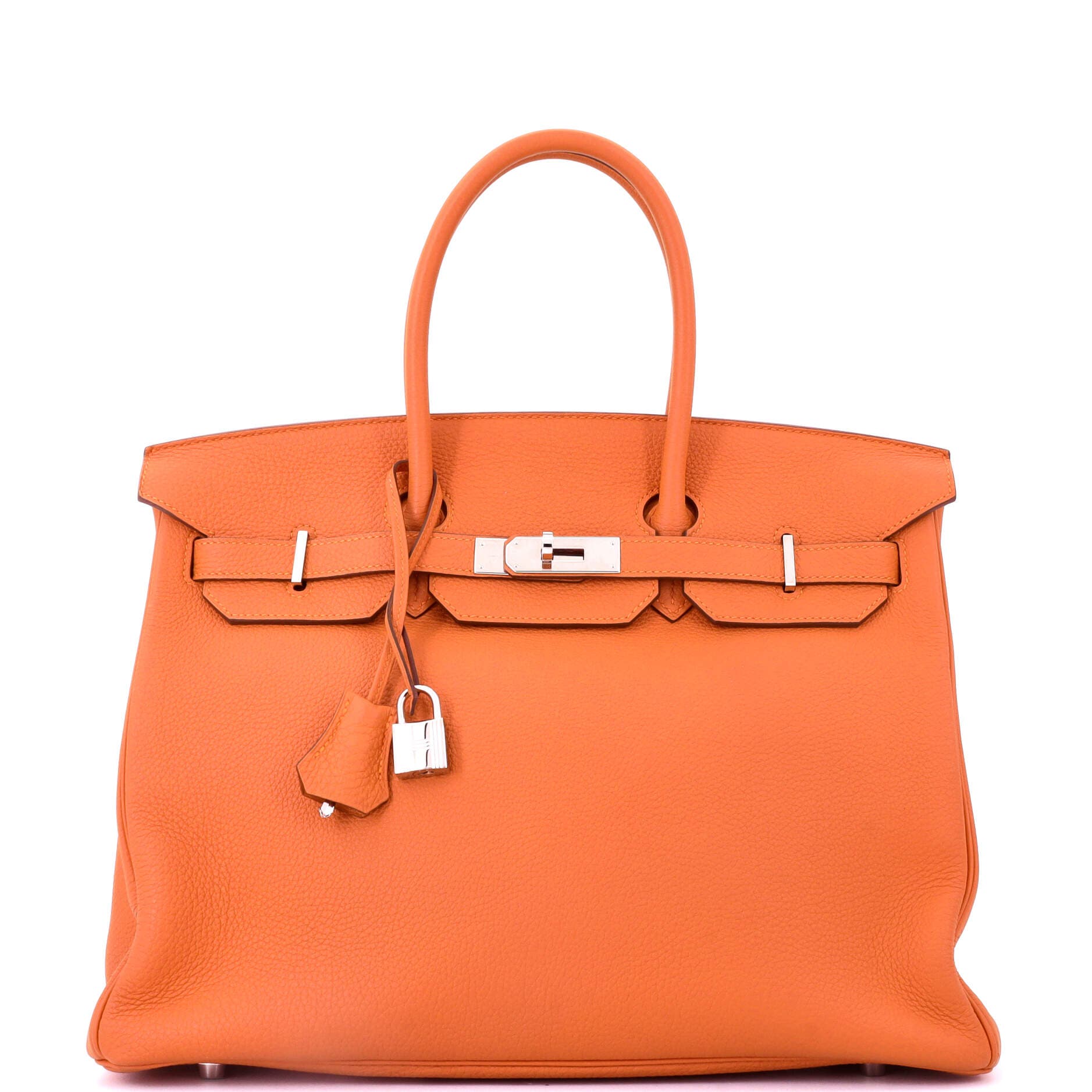 Pre-Owned Hermes Birkin Handbag Orange Togo with Palladium Hardware 35, Main, color, 