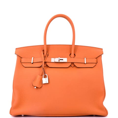 Birkin Handbag Orange Togo with Palladium Hardware 35