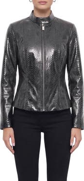 GORSKI Genuine Metis Suede Pythn Printed Zip Jacket