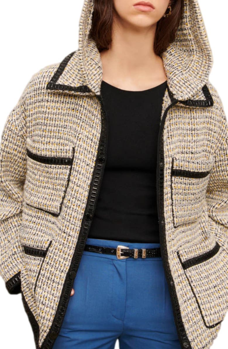 maje Gakota Hooded Tweed Jacket, Alternate, color, 