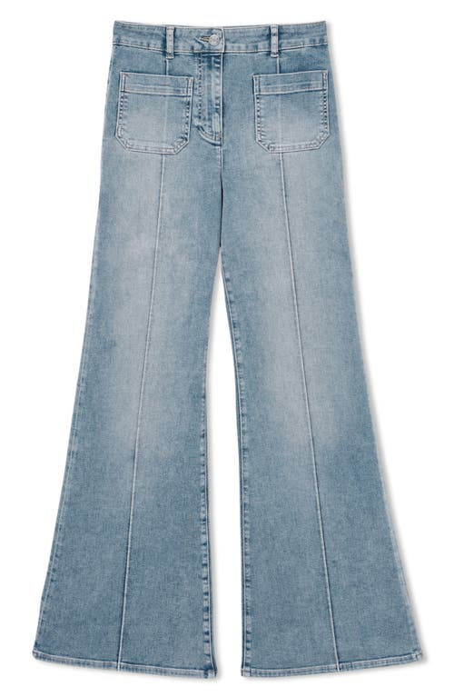 Reiss Sakura Flare Patch Pocket Jeans In Light Blue In Blue