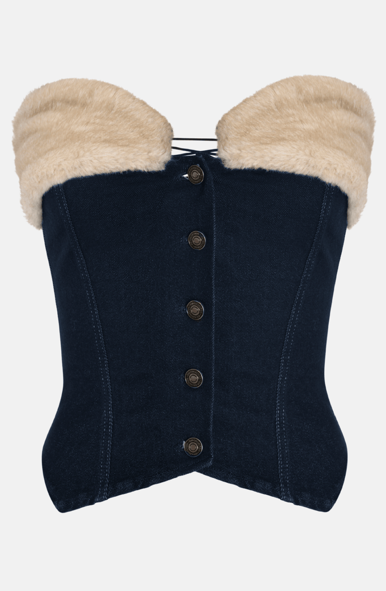 OW Collection DESI Corset Top, Alternate, color, Dark Wash