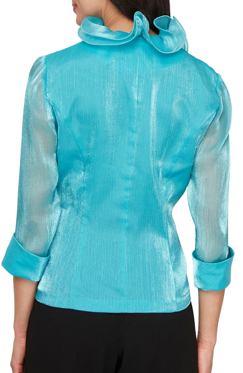 Alex Evenings Yoryu Chiffon Ruffle Top, Alternate, color, Turquoise