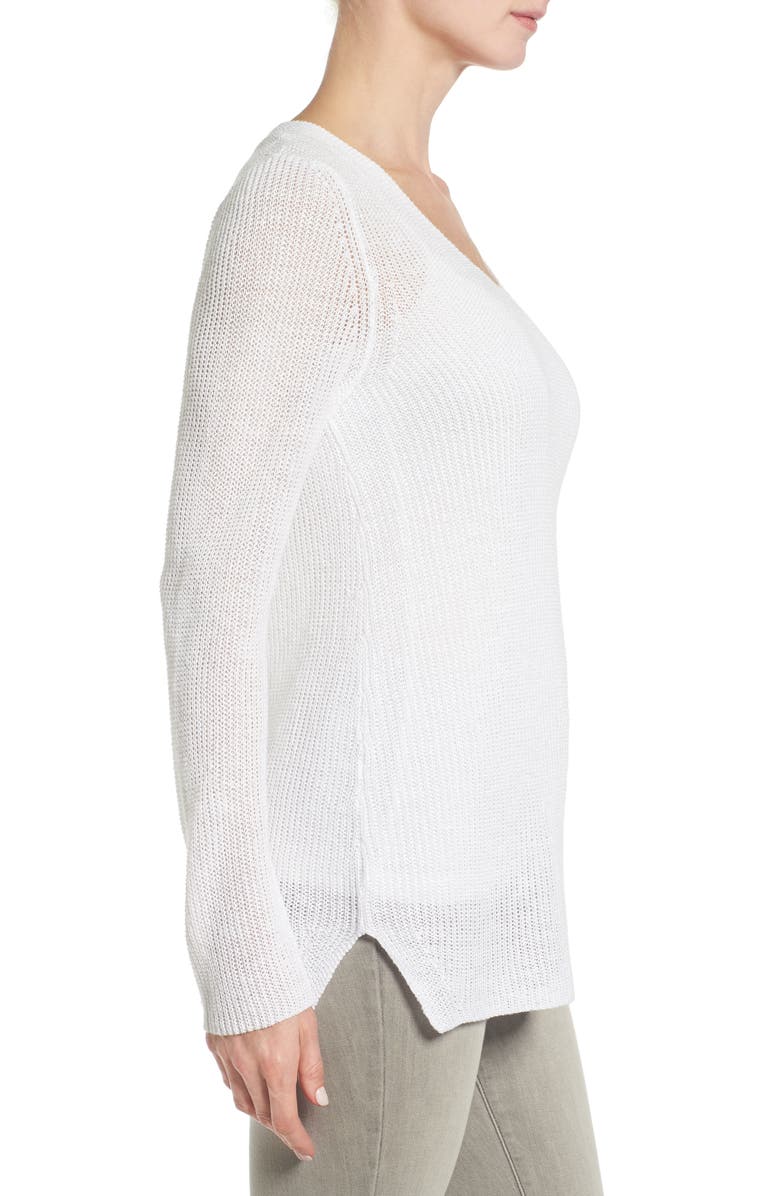 Eileen Fisher V-Neck Organic Linen Sweater, Alternate, color,