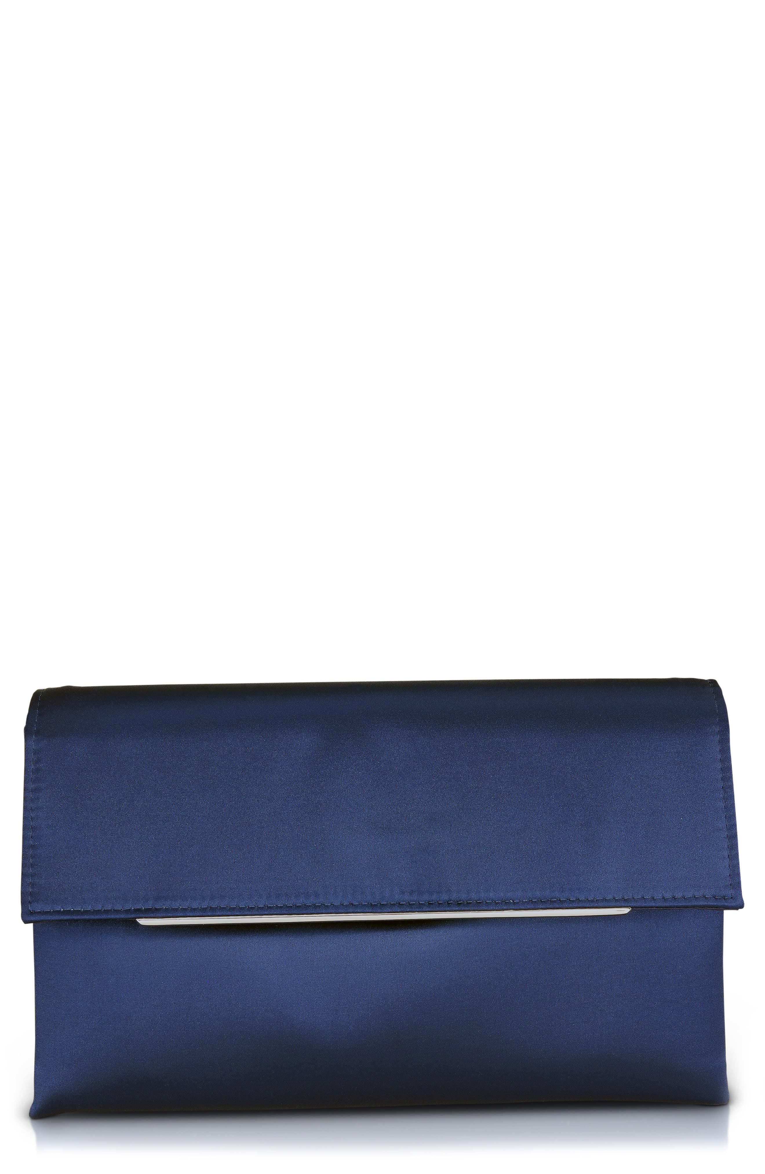 Jewel Badgley Mischka Harper Satin Envelope Clutch, Main, color, 