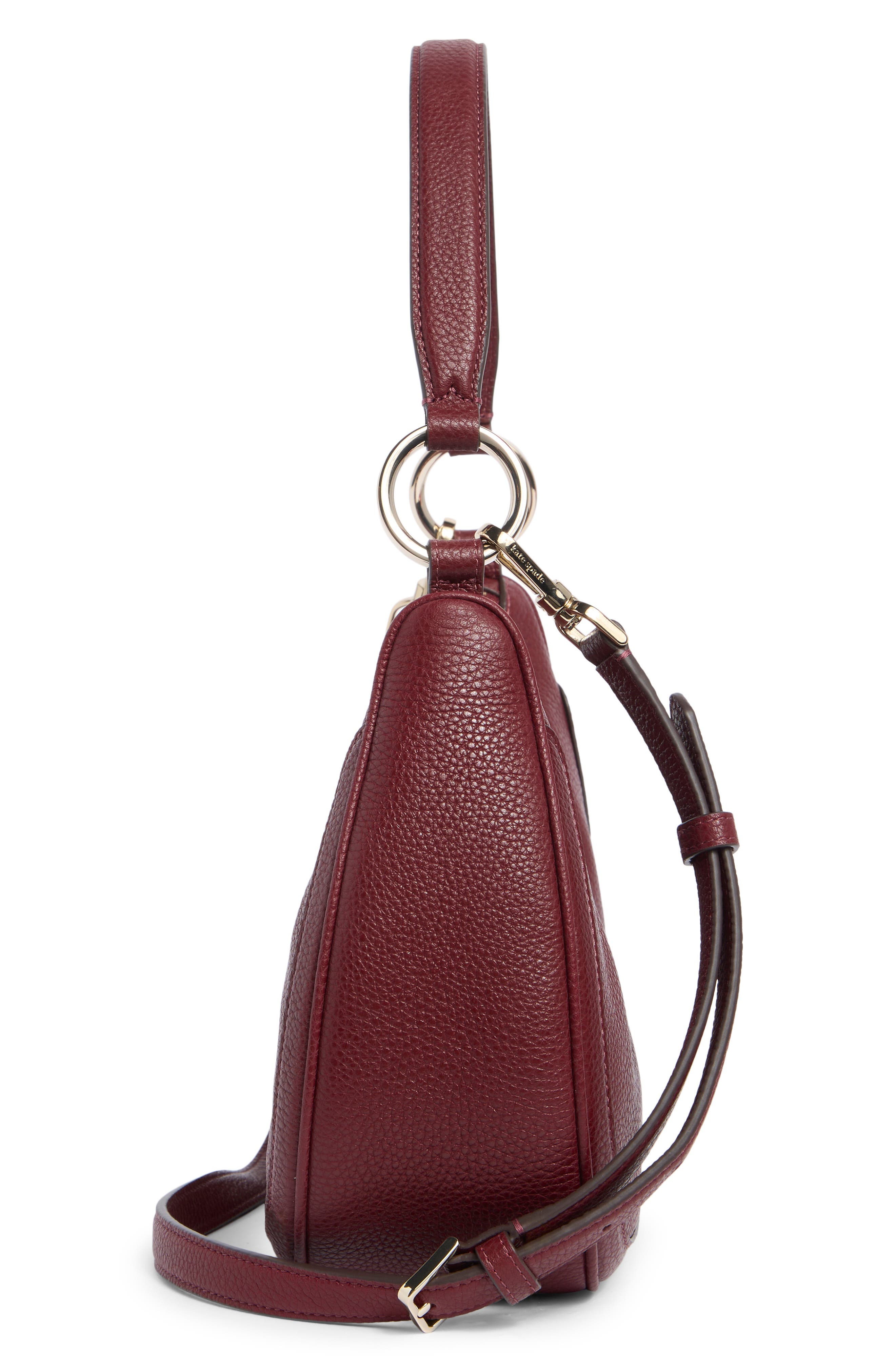 Leila Pebbled Leather Shoulder Bag, Alternate, color, CHERRY JUICE