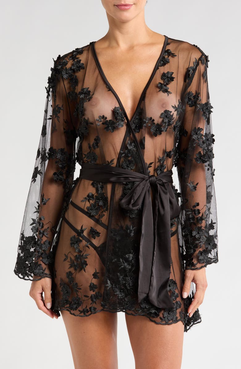 KILO BRAVA Floral Embroidered Short Robe, Main, color, 