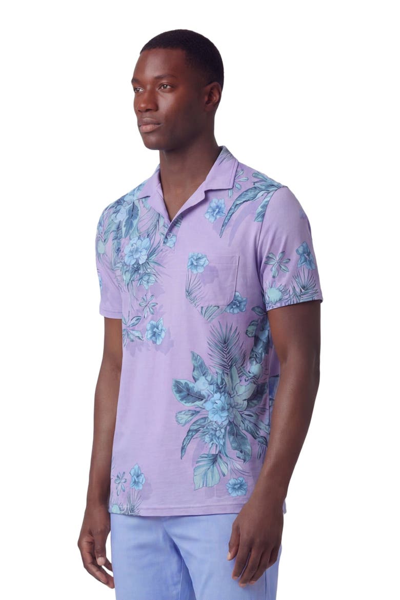 Mali Floral Lavender Mens Wool Johnny Collar Polo, Alternate, color, MALI FLORAL LAVENDER