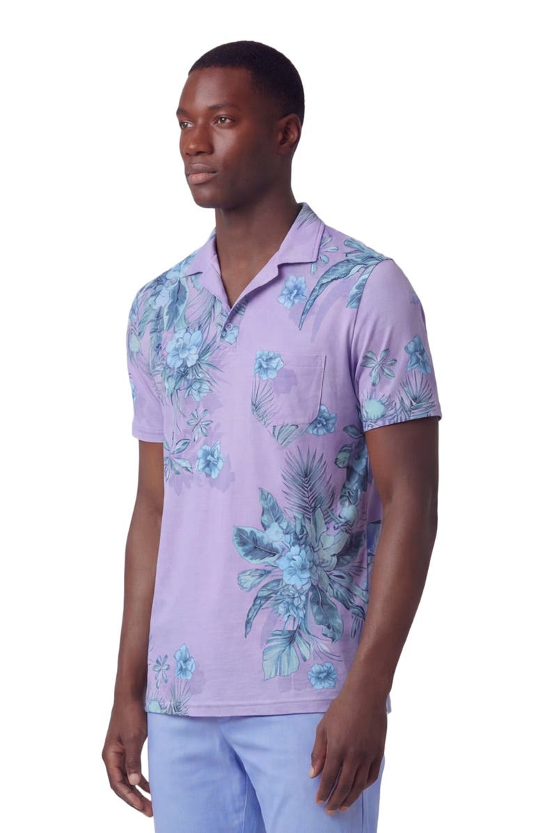 Lords of Harlech Mali Floral Lavender Mens Wool Johnny Collar Polo, Alternate, color, Mali Floral Lavender