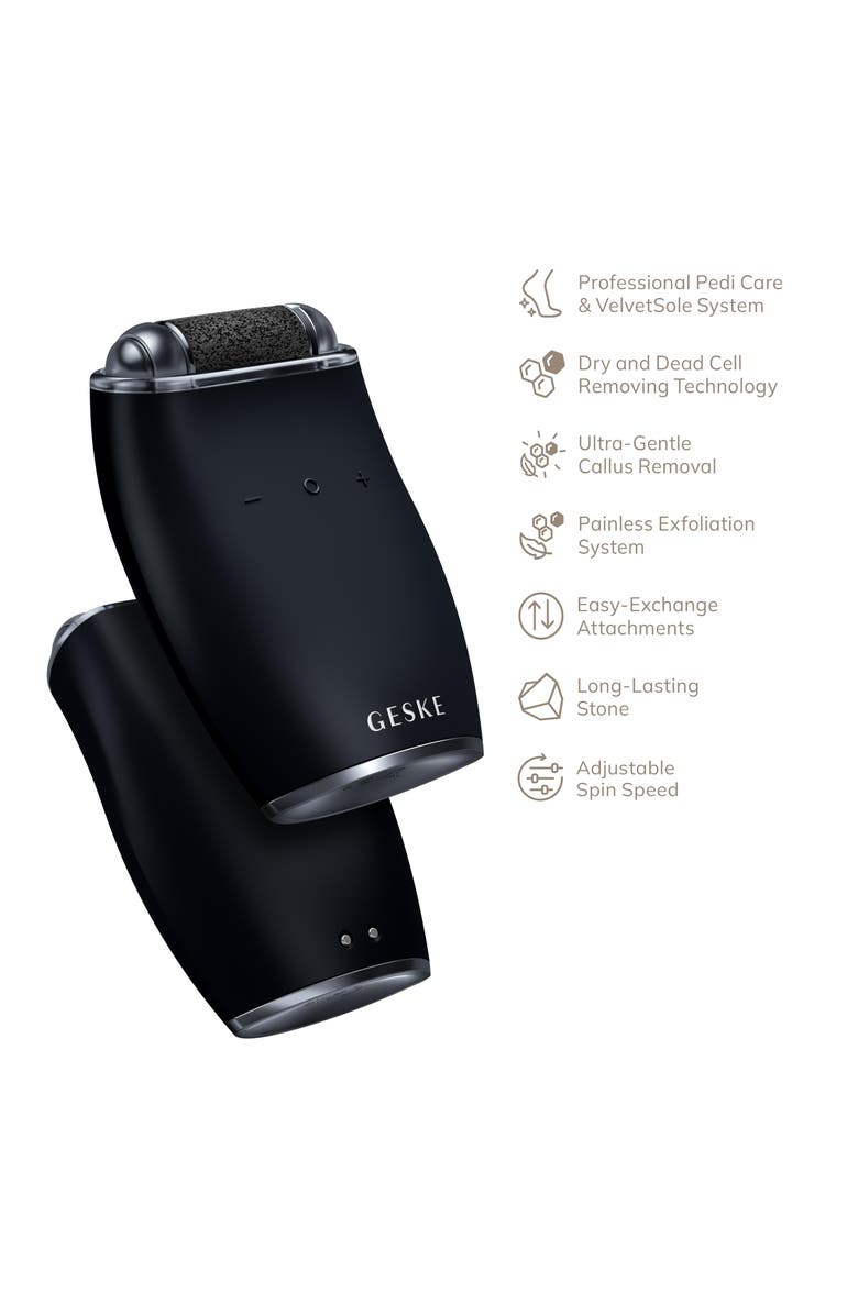 GESKE SmartAppGuided Electric Pumice Foot Smoothing Roller | 7 in 1, Alternate, color, Black