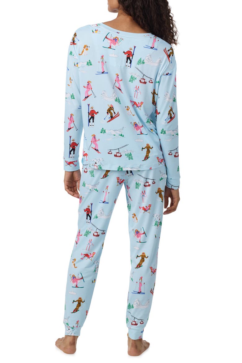 Print Long Sleeve Pajamas, Alternate, color, BLUE/ NOVEL
