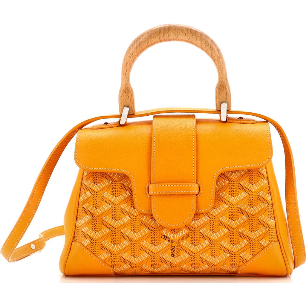 Pre-owned Goyard Goyard Saigon Top Handle Bag Coated Canvas With Leather Mini In Yellow