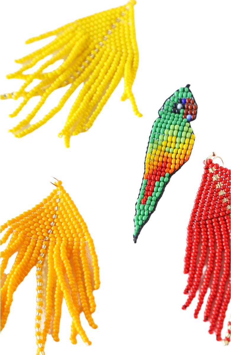 Fosterie Flower Carnation Embera Earrings, Alternate, color, Carnation