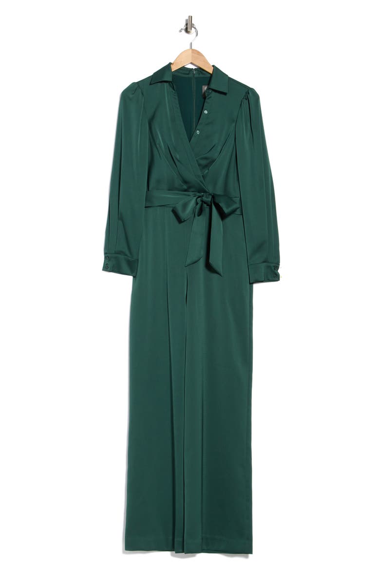 Crepe Back Satin Long Sleeve Jumpsuit, Main, color, HUN