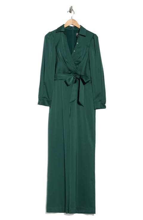 Crepe Back Satin Long Sleeve Jumpsuit