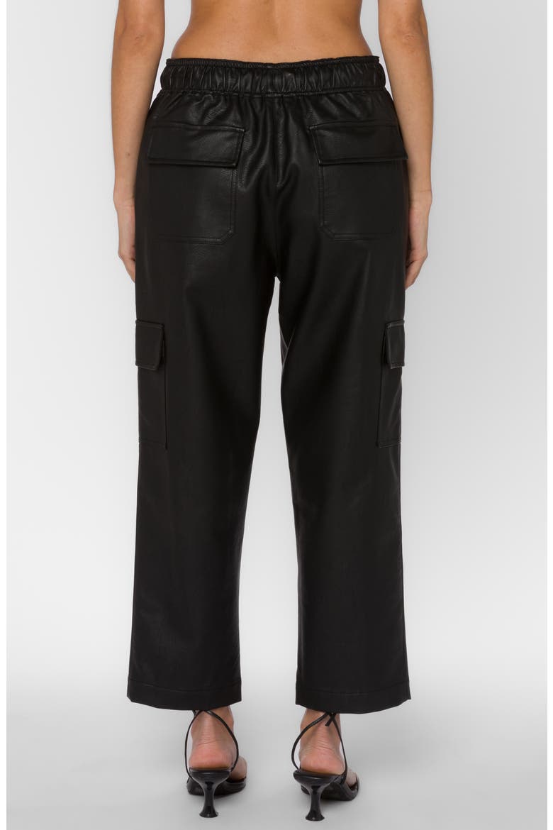 Mario Faux Leather Cargo Drawstring Pants, Alternate, color, BLACK