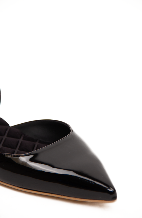 Aera Jackie Patent Effect Slingback Flats In Black