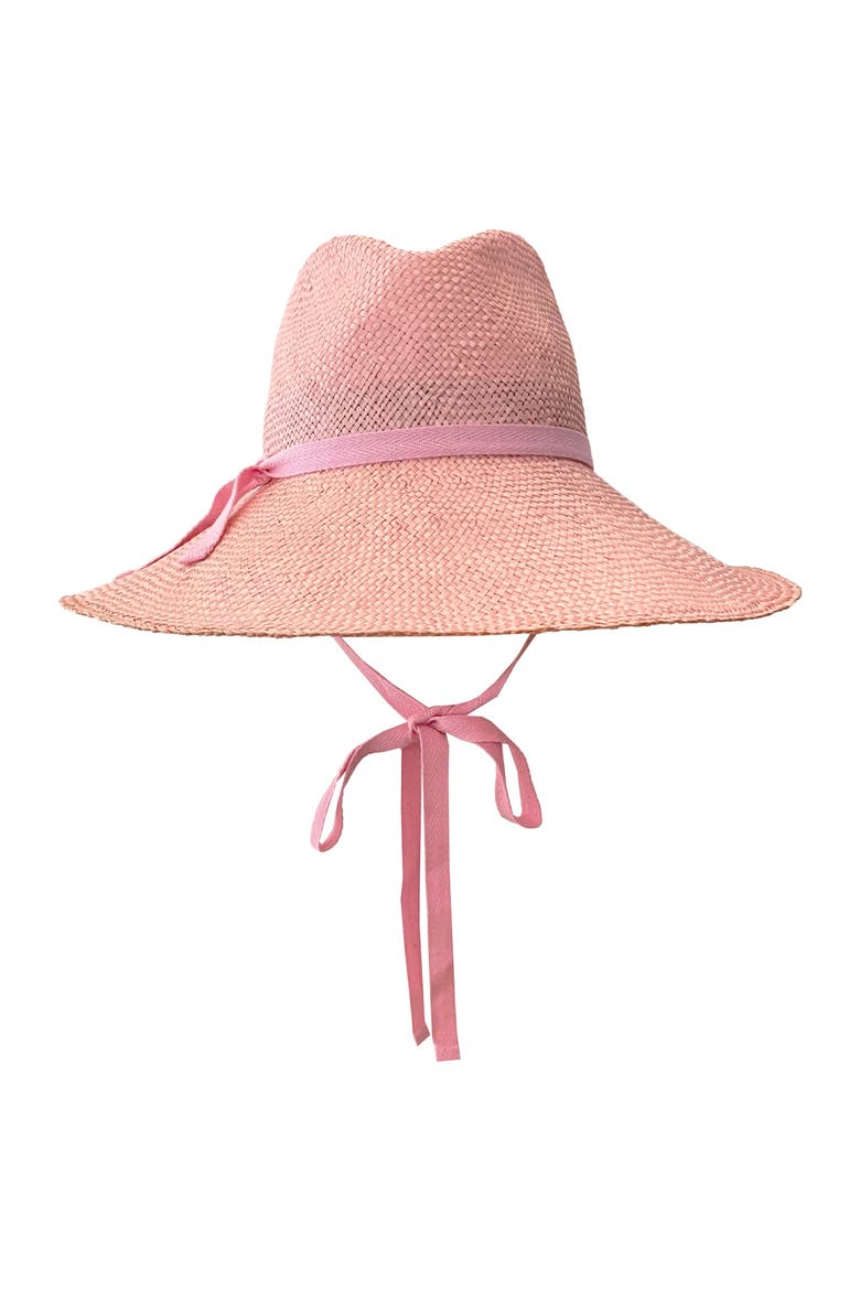 Rosie Wide Brim Straw Hat, Main, color, Pink