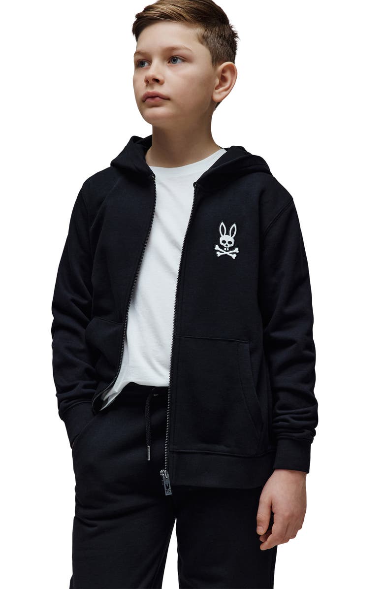 Psycho Bunny Kids' Timothy 4K Bunny Embroidered Full Zip French Terry Hoodie, Alternate, color, 