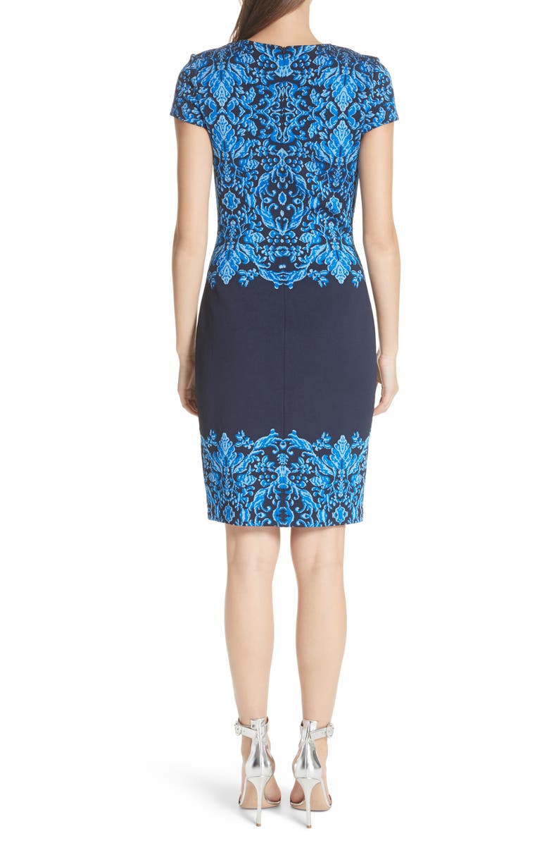 St. John Collection Cool Tones Brocade Knit Dress, Alternate, color, 