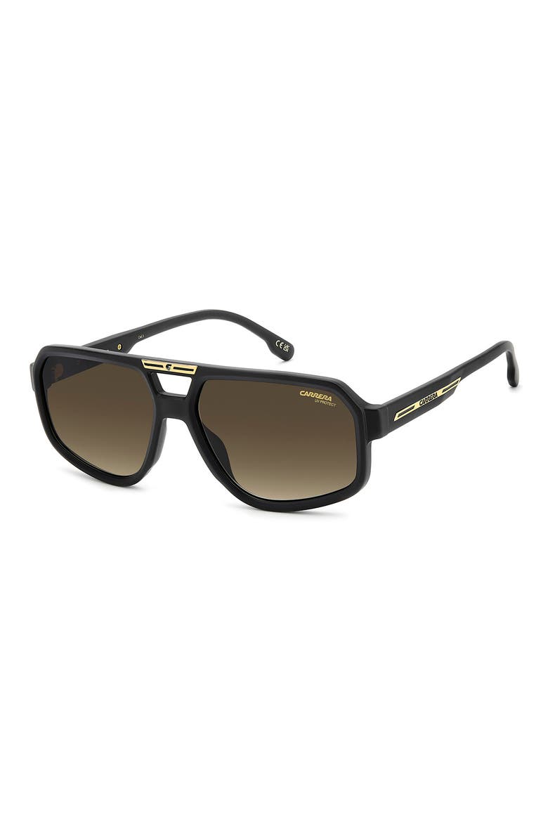 Victory 59mm Gradient Navigator Sunglasses, Alternate, color, MATTE BLACK/ BROWN/ GREEN