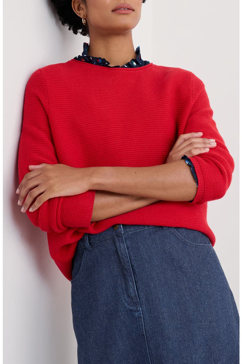 Makers Rib Organic Cotton Sweater, Main, color, KNIT MELANGE SCARLET