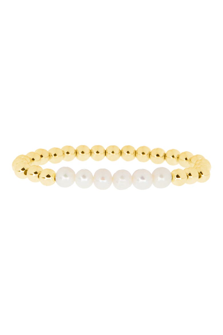 Millie Faux Pearl & Bead Stretch Bracelet, Main, color, GOLD